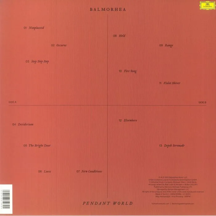 Обратная сторона обложки — BALMORHEA — Pendant World