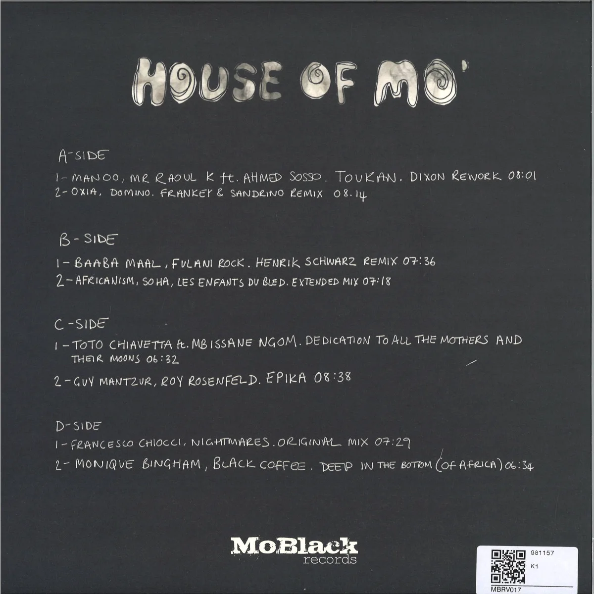 Обратная сторона обложки — Various — House Of Mo' LP (2x12")