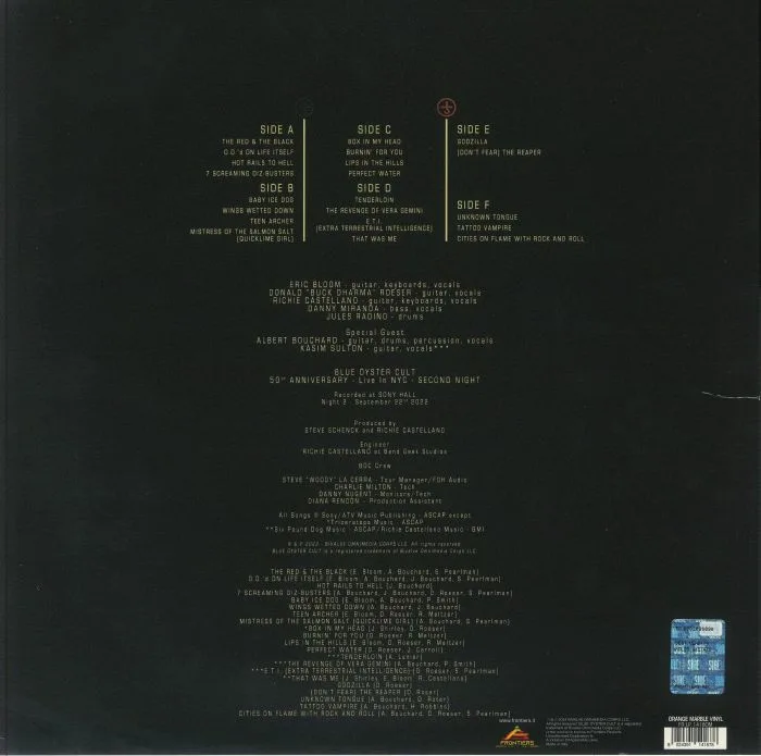Обратная сторона обложки — BLUE OYSTER CULT — 50th Anniversary Live In NYC: Second Night (B-STOCK)