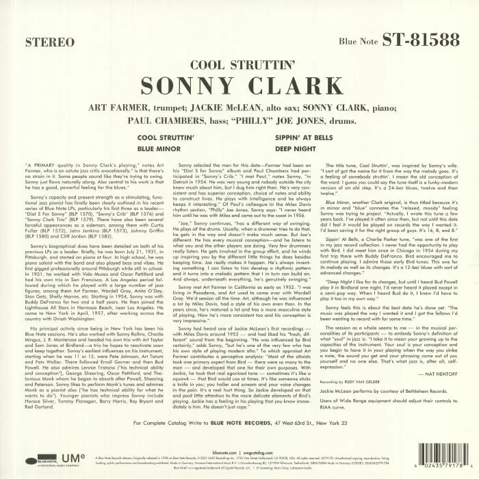 Обратная сторона обложки — Sonny CLARK — Cool Struttin' (remastered)