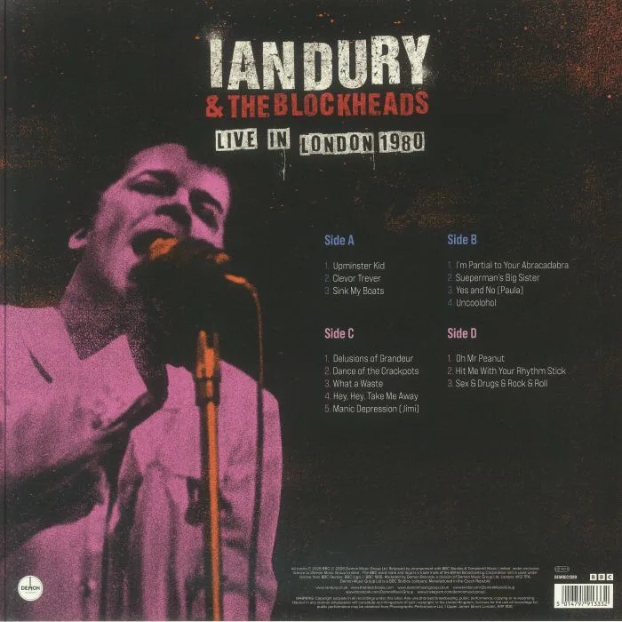 Обратная сторона обложки — Ian DURY & THE BLOCKHEADS — Live In London 1980 (Record Store Day RSD 2026)