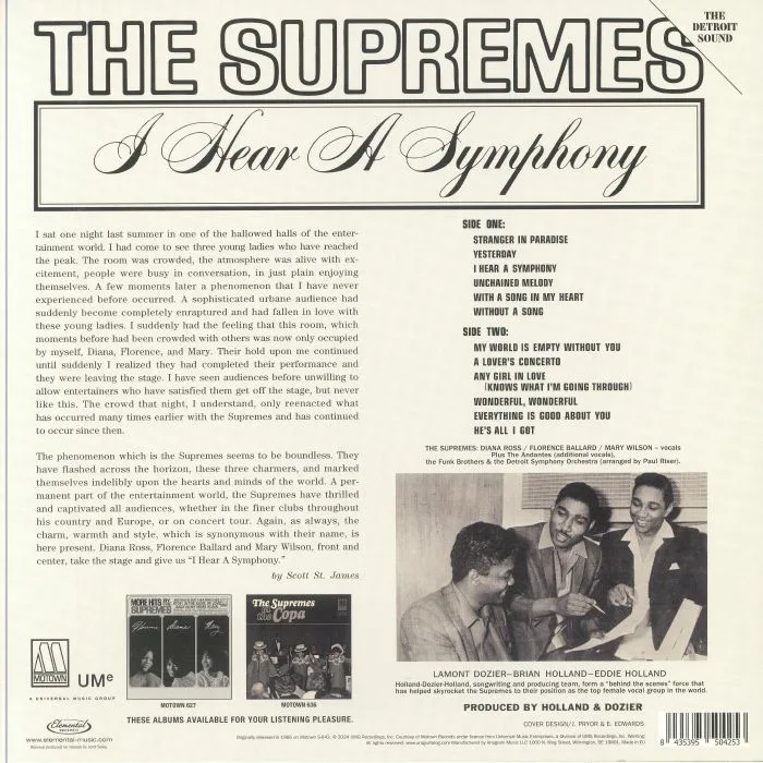 Back cover — The SUPREMES — I Hear A Symphony (reissue)