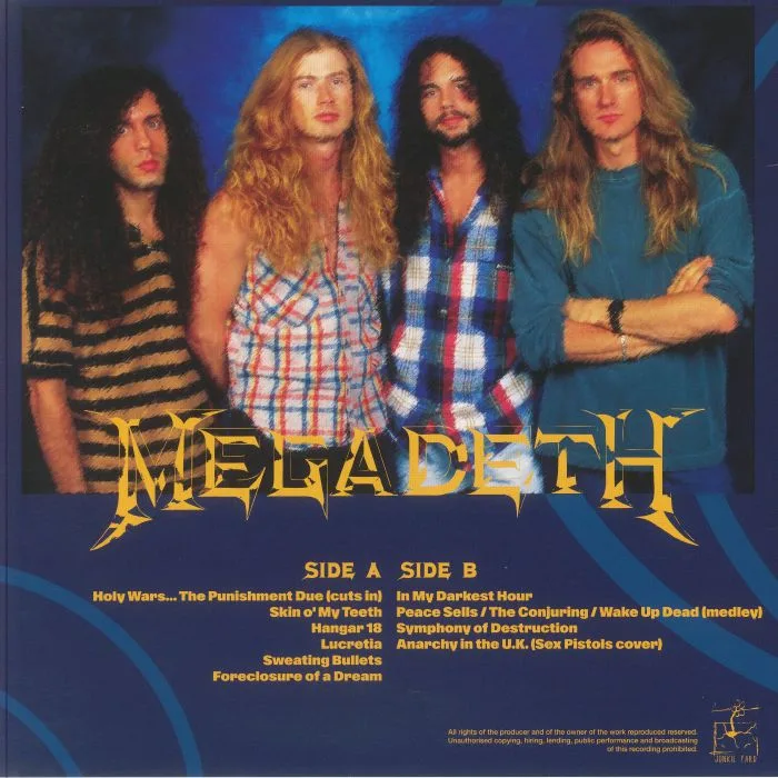 Back cover — MEGADETH — Monsters Of Rock Live In Italy September 12th 1992
