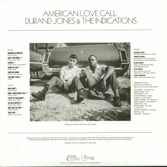 Back cover — Durand JONES & THE INDICATIONS — American Love Call (B-STOCK)