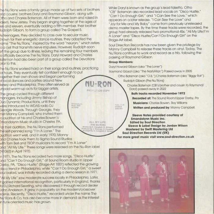 Back cover — The NU RONS — I Can See The Love