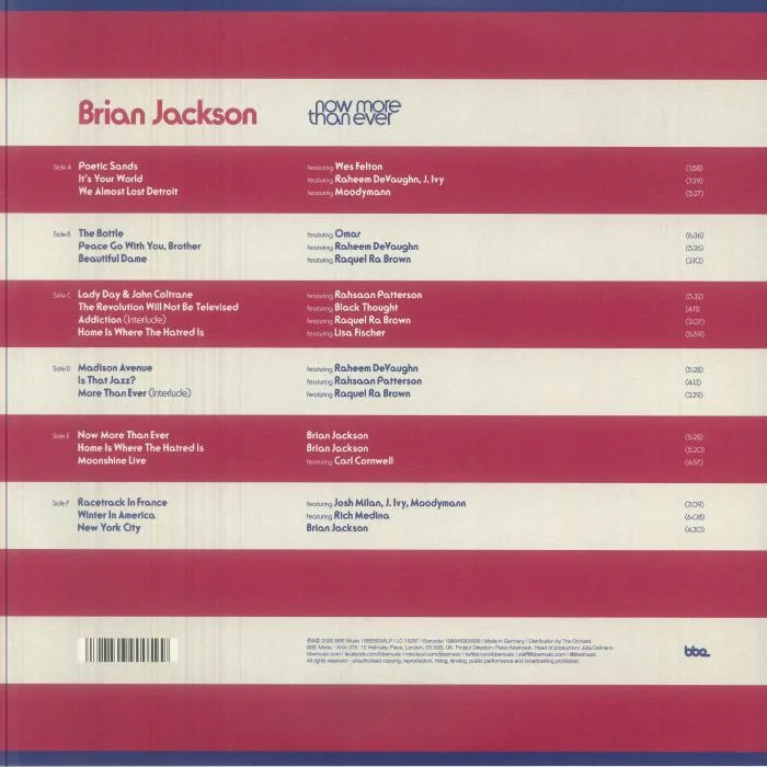 Back cover — Brian JACKSON — Now More Than Ever (Masters At Work production)