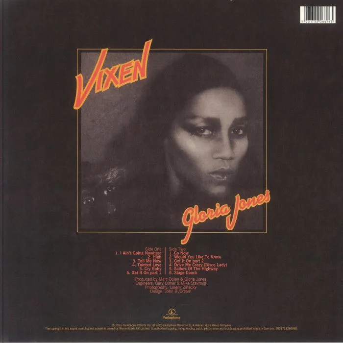 Обратная сторона обложки — Gloria JONES — Vixen (Record Store Day RSD 2025)