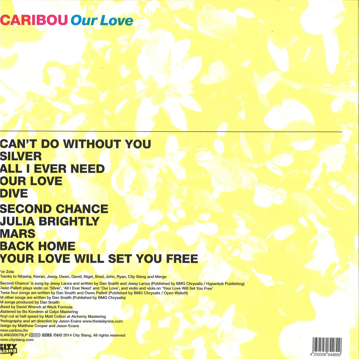 Обратная сторона обложки — Caribou — Our Love LP