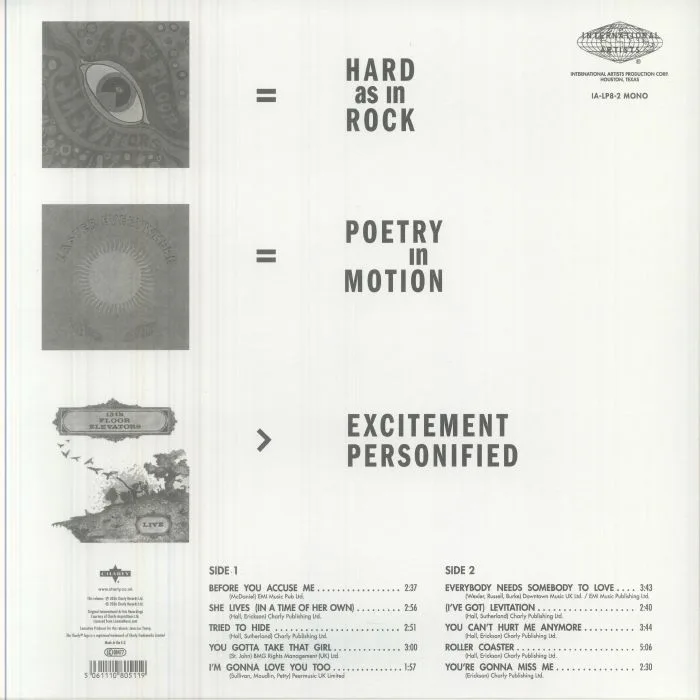 Back cover — 13TH FLOOR ELEVATORS — We Are Not Live (Record Store Day RSD 2026)