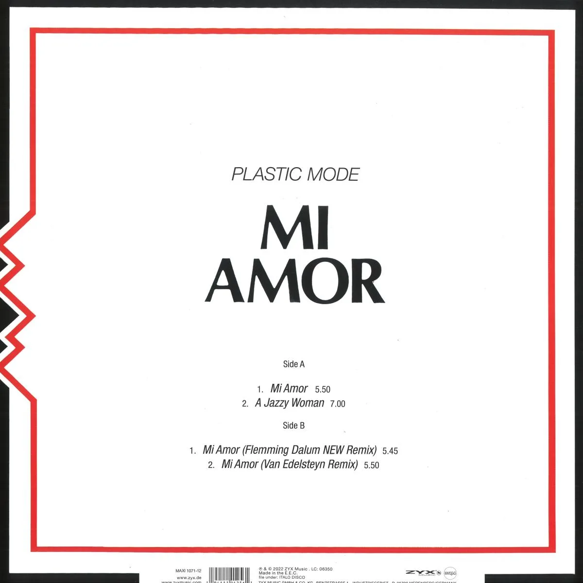 Обратная сторона обложки — Plastic Mode — Mi Amor EP