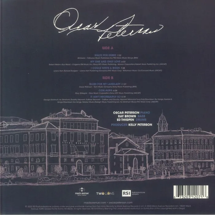 Обратная сторона обложки — Oscar PETERSON — Con Alma: The Oscar Peterson Trio Live In Lugano 1964