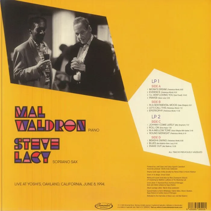Back cover — Mal WALDRON / STEVE LACY — Mal Waldron & Steve Lacy Play Monk Ellington & Strayhorn: Live At Yoshi's 1994 (Deluxe Edition)