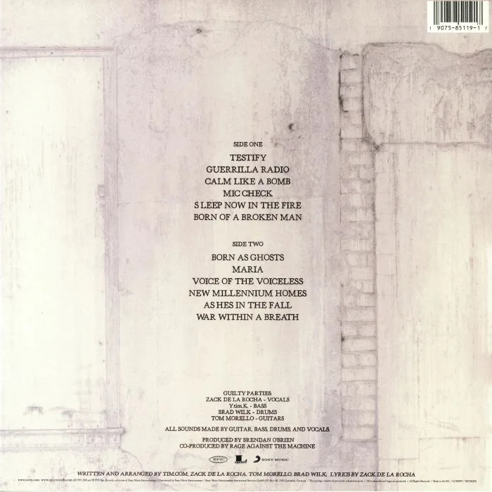 Back cover — RAGE AGAINST THE MACHINE — The Battle Of Los Angeles (reissue)