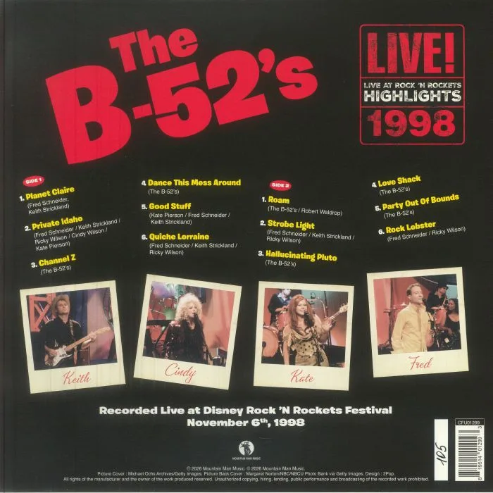 Back cover — The B 52'S — Live At Rock 'N Rockets: Highlights