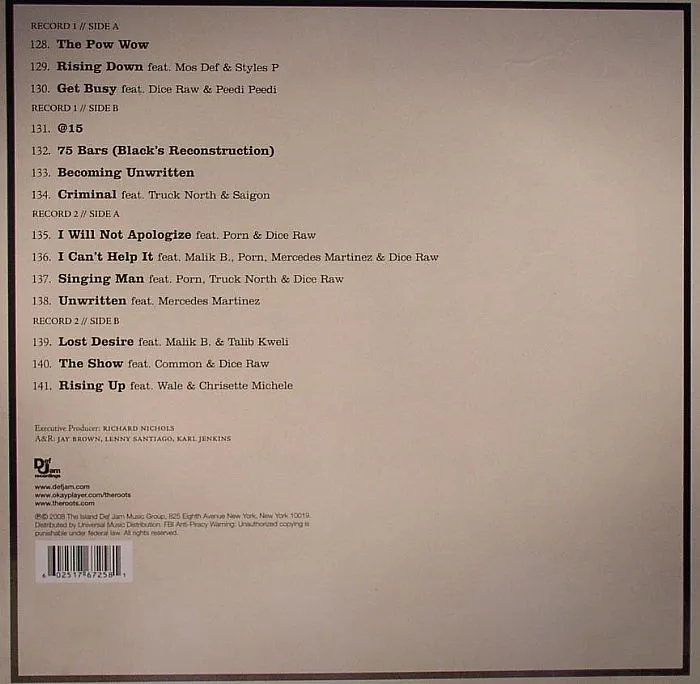 Back cover — The ROOTS — Rising Down