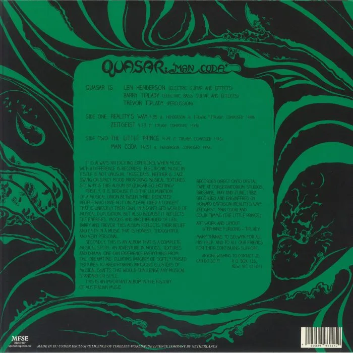 Back cover — QUASAR — Man Coda