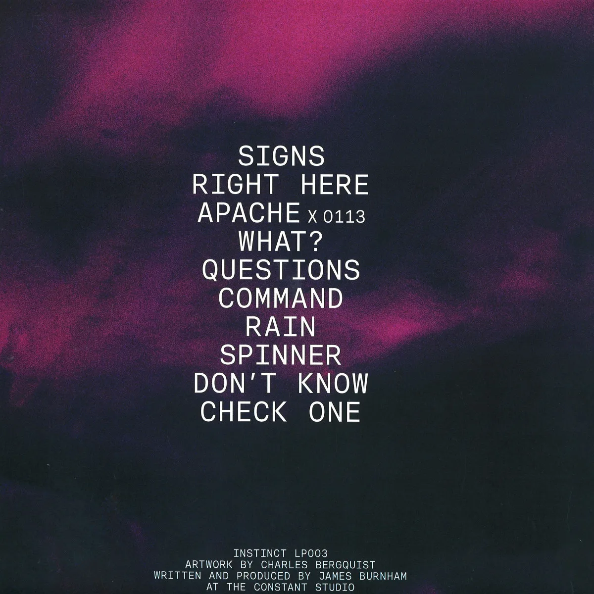Back cover — Instinct — Pause 2x12"