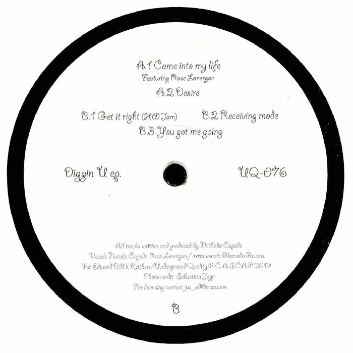 Обратная сторона обложки — Nathalie CAPELLO — Diggin U EP