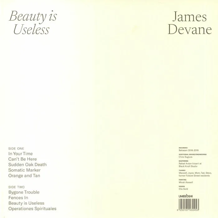 Обратная сторона обложки — James DEVANE — Beauty Is Useless