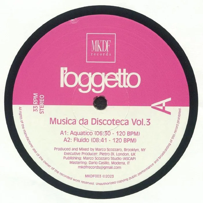 Лицевая сторона обложки — L'OGGETTO — Musica Da Discoteca Vol 3