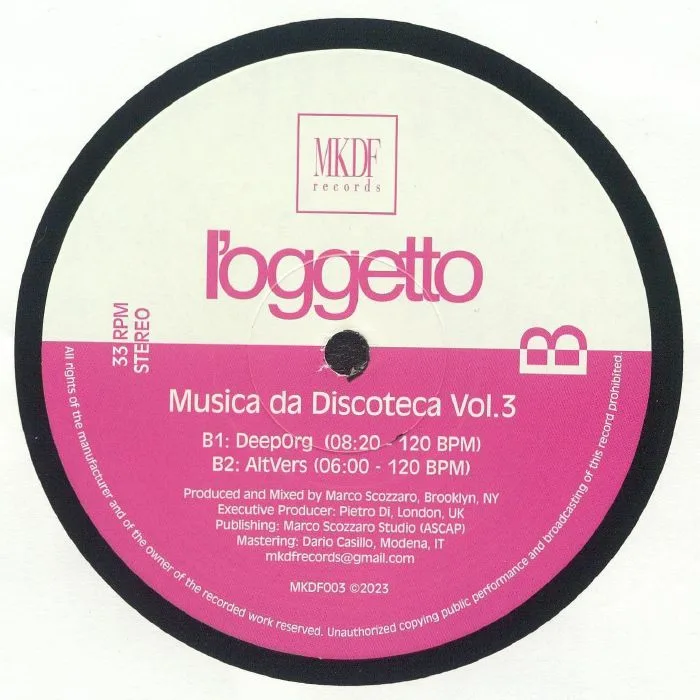 Обратная сторона обложки — L'OGGETTO — Musica Da Discoteca Vol 3