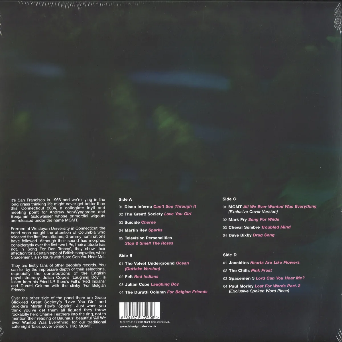 Back cover — Various — LATE NIGHT TALES: MGMT (2x12")