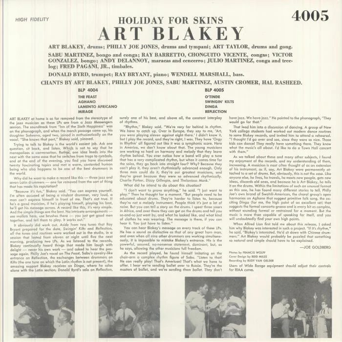 Back cover — Art BLAKEY — Holiday For Skins Vol 2