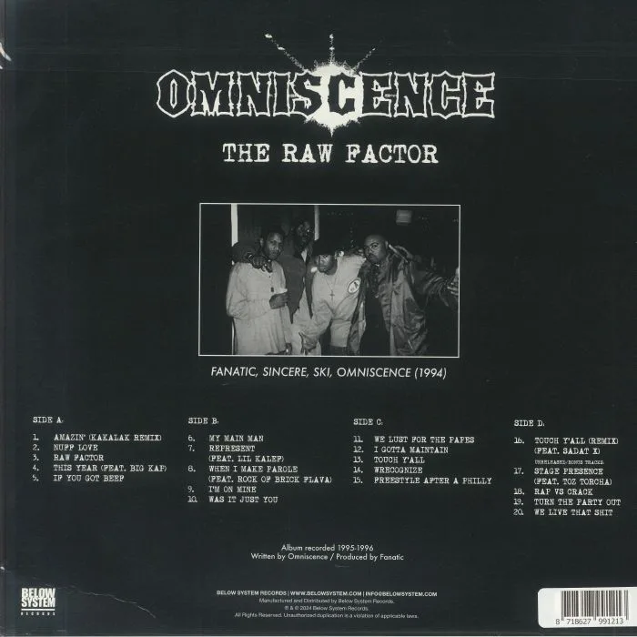 Back cover — OMNISCENCE — The Raw Factor