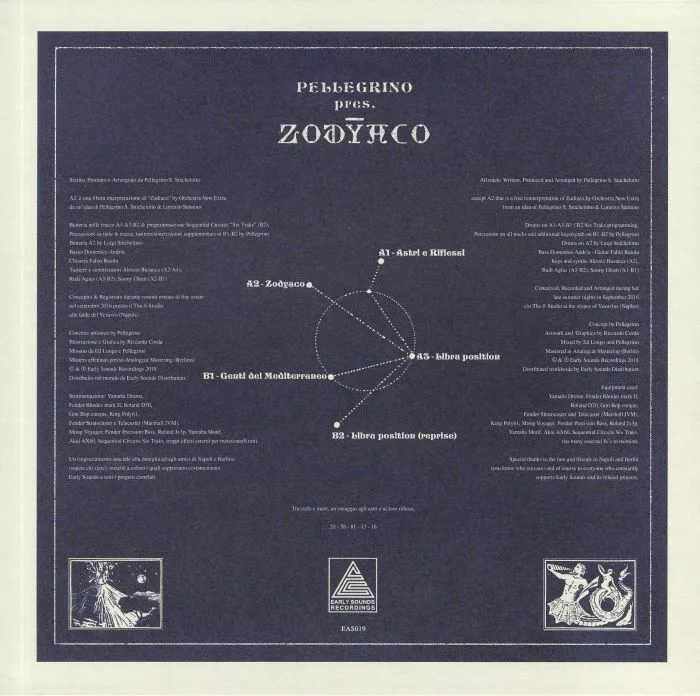 Back cover — PELLEGRINO presents ZODYACO — Zodyaco (reissue)