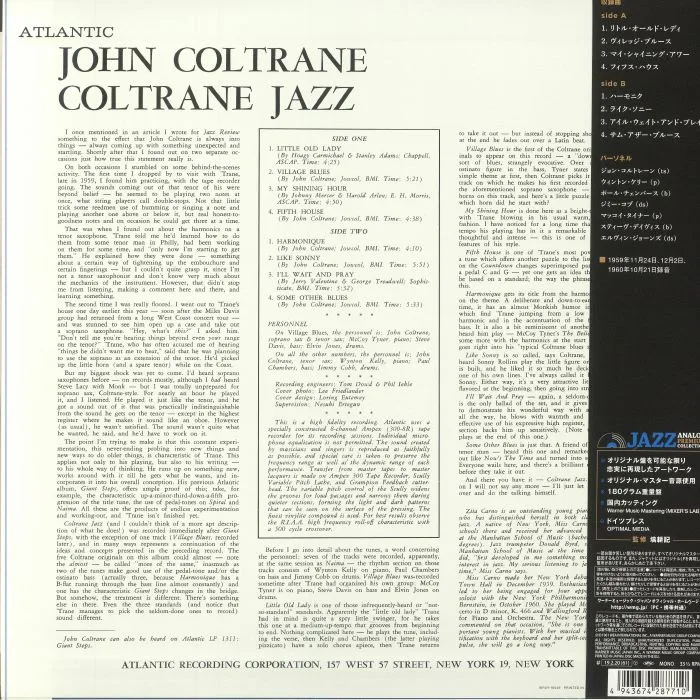 Обратная сторона обложки — John COLTRANE — Coltrane Jazz