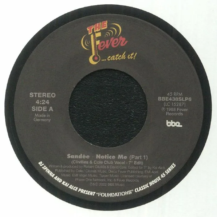 Лицевая сторона обложки — SANDEE — DJ Spinna & Kai Alce Present Foundations Classic House 45 Series