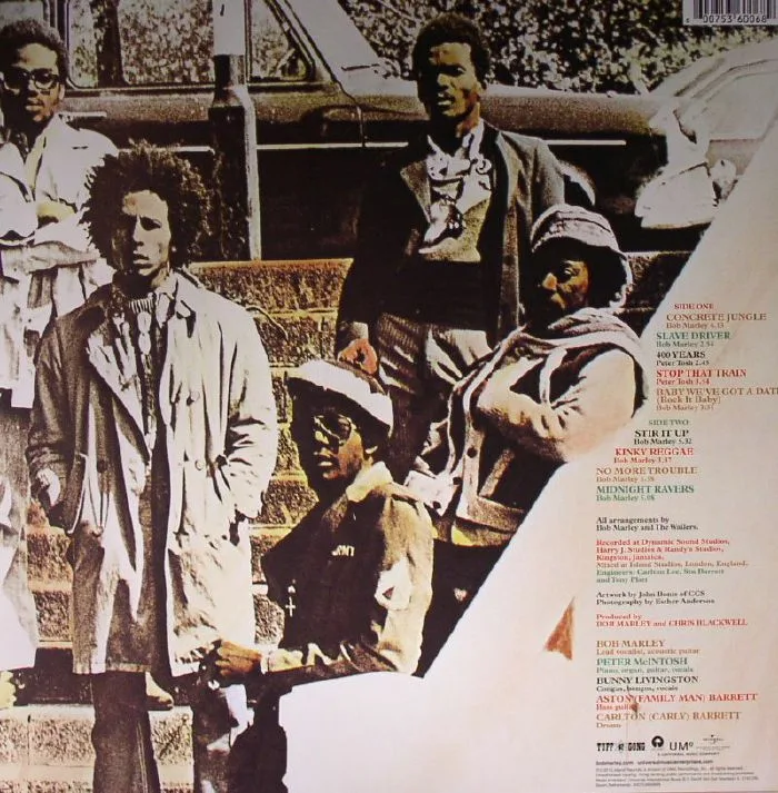 Back cover — Bob MARLEY & THE WAILERS — Catch A Fire