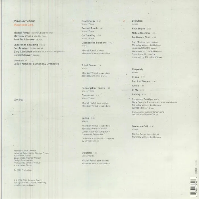 Back cover — Miroslav VITOUS / MICHEL PORTAL / JACK DEJOHNETTE — Mountain Call