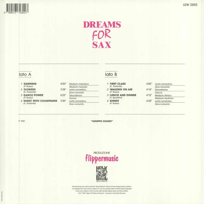 Back cover — GRUPPO SOUND — Dreams For Sax (reissue)