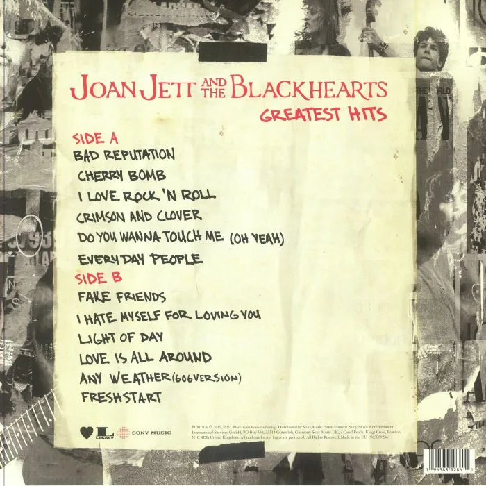 Back cover — Joan JETT & THE BLACKHEARTS — Greatest Hits