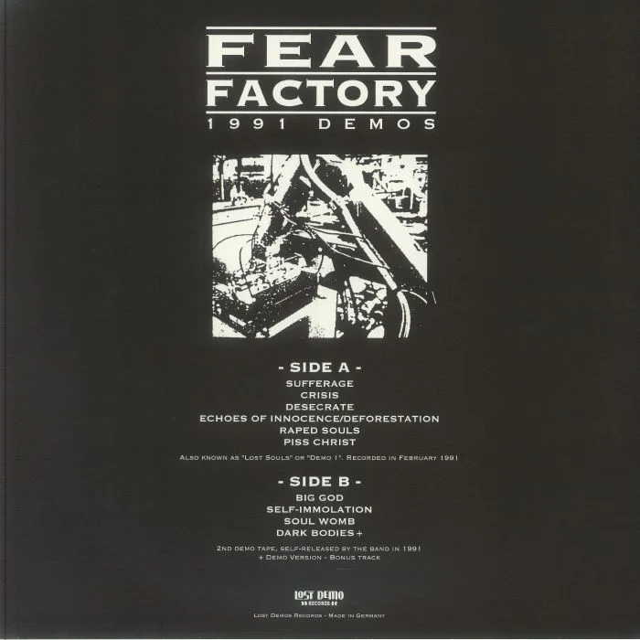 Обратная сторона обложки — FEAR FACTORY — 1991 Demos