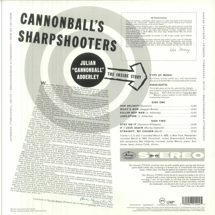 Back cover — CANNONBALL ADDERLEY — Cannonball's Sharpshooters (Verve Vault Series)