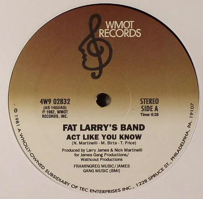 Лицевая сторона обложки — FAT LARRYS BAND — Act Like You Know