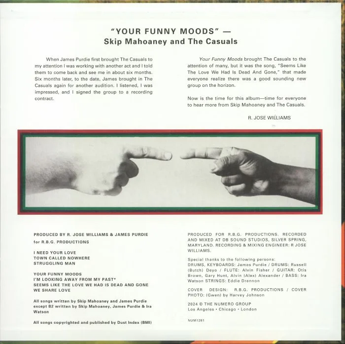 Back cover — SKIP MAHOANEY & THE CASUALS — Your Funny Moods (50th Anniversary Edition)