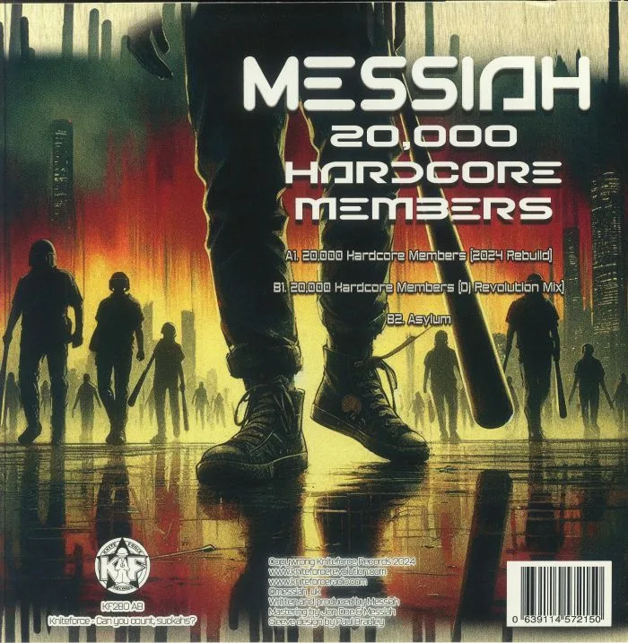 Обратная сторона обложки — MESSIAH — 20 000 Hardcore Members EP