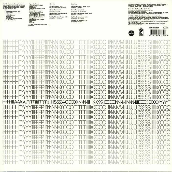 Обратная сторона обложки — Harrison KENNEDY — Hypnotic Music (reissue)