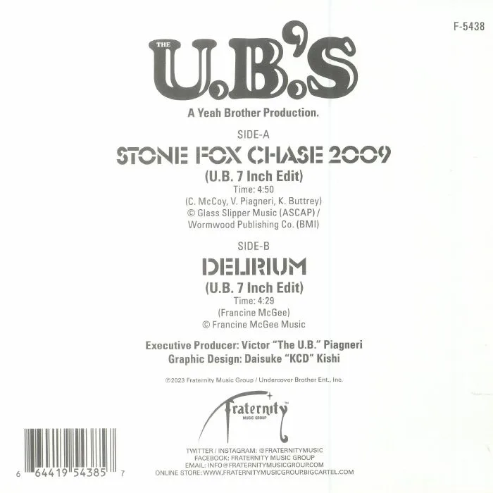Back cover — The UBs — Stone Fox Chase 2009