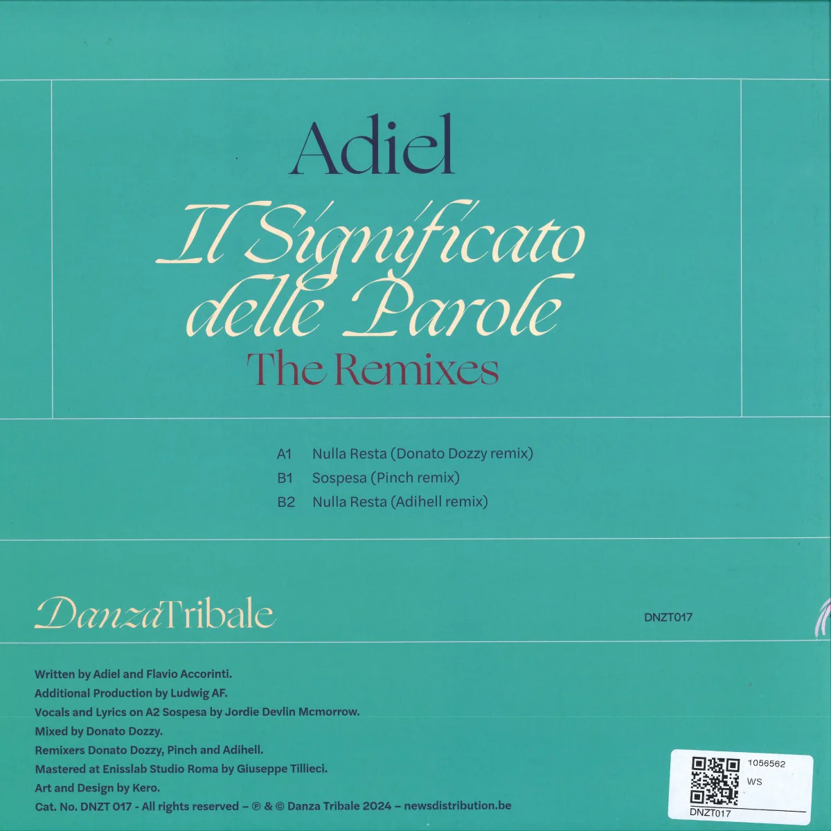 Back cover — Adiel — IL SIGNIFICATO DELLE PAROLE REMIXES