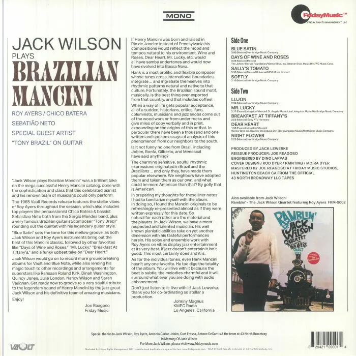 Обратная сторона обложки — Jack WILSON — Brazilian Mancini (60th Anniversary Edition) (mono)