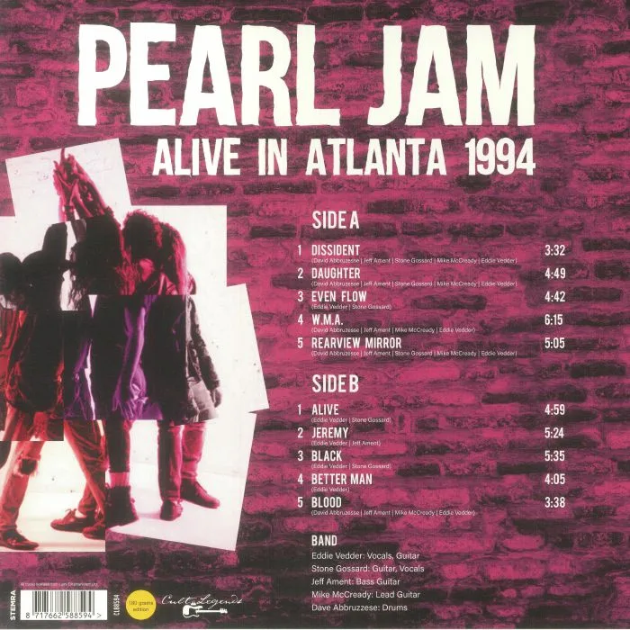 Back cover — PEARL JAM — Alive In Atlanta 1994