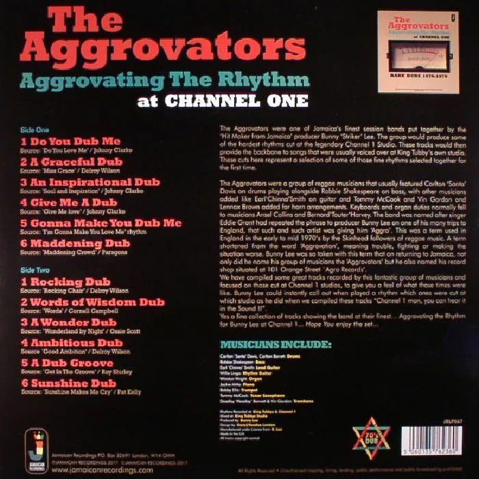 Обратная сторона обложки — The AGGROVATORS — Aggrovating The Rhythm At Channel One: Rare Dubs 1976-1979