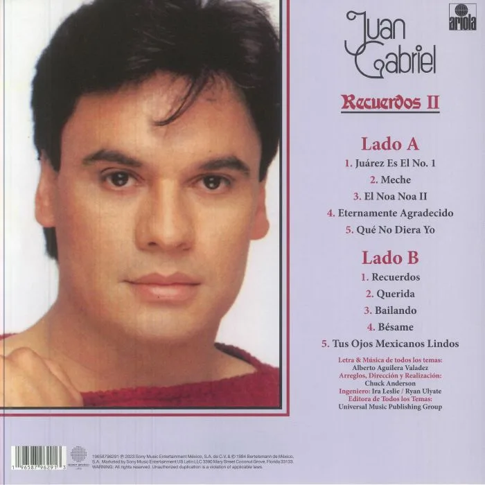 Обратная сторона обложки — Juan GABRIEL — Recuerdos II (reissue)