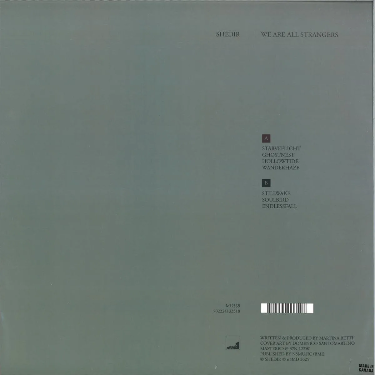 Back cover — Shedir — We Are All Strangers LP