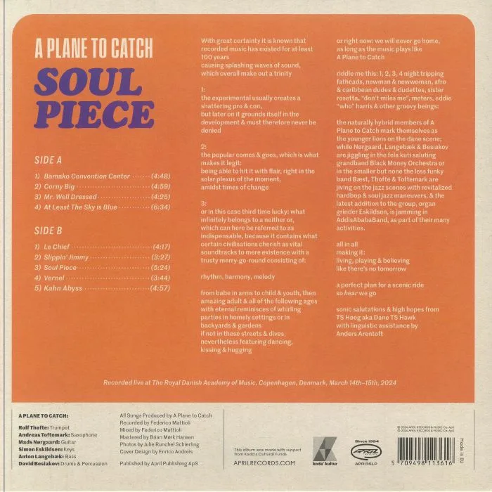 Обратная сторона обложки — A PLANE TO CATCH — Soul Piece