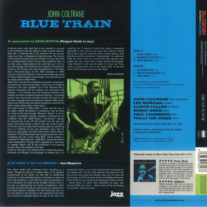 Обратная сторона обложки — John COLTRANE — Blue Train (reissue)